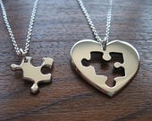 Best Friend Puzzle and Heart Necklace Pendants.