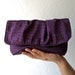Vegan Clutch, pleated handbag,wedding clutch,Faux Crocodile in deep purple,Bridesmaids Clutch.