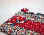 90's inspired floral pleated Clutch Purse, zippered Pouch, summer Clutch, wristlet