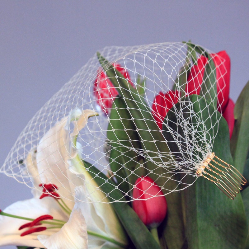 Deluxe DIY Kit & Tutorial - Bandeau Birdcage Veil Blusher - Netting in Ivory, White or Black - choose silver or gold metal comb
