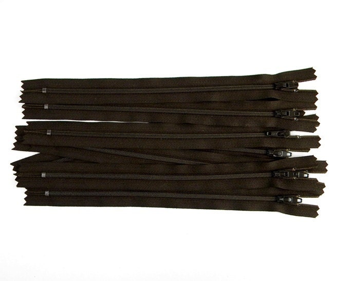 9 Inch Brown Zippers Destash Lot of 8