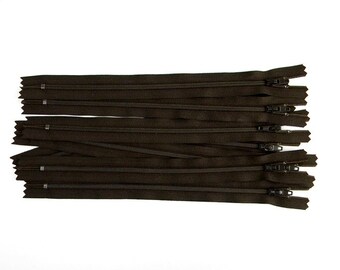 9 Inch Brown Zippers Destash Lot of 8
