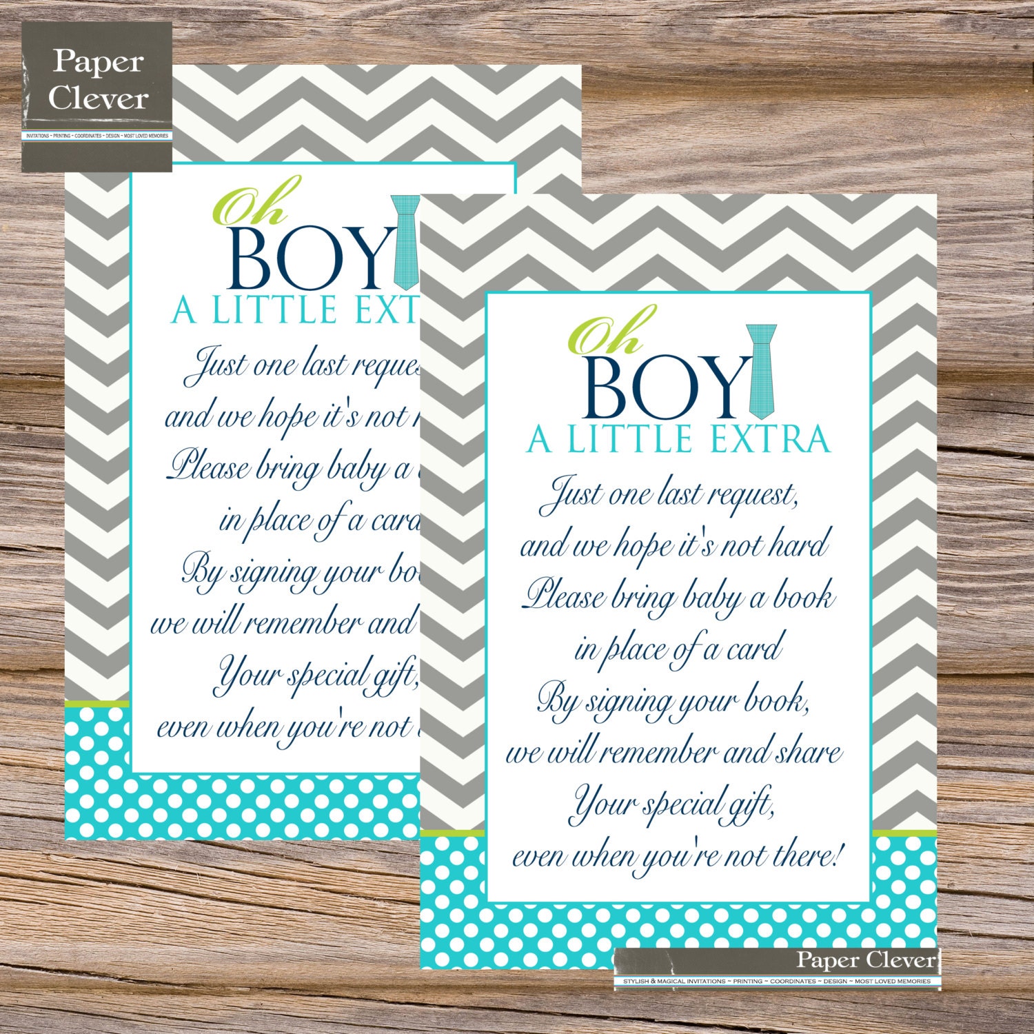 Baby shower invitation book insert card, oh boy with ties, any colors - digital, printable Il_170x135