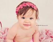 Vintage Garland Style Headband with Rose Colored Wool Felt Flowers,  Headband & Photo Prop, Flower Girl Crown, or Wreath, Fairy Crown