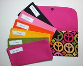 Cash Envelope Wallet, Fabric Cash Envelopes - Peace Rainbow (It can be used with the Dave Ramsey system) READY TO SHIP