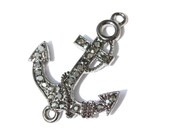 Gunmetal Ship Anchor Rhinestone Crystal Bracelet Connector Basketball Wives Earrings