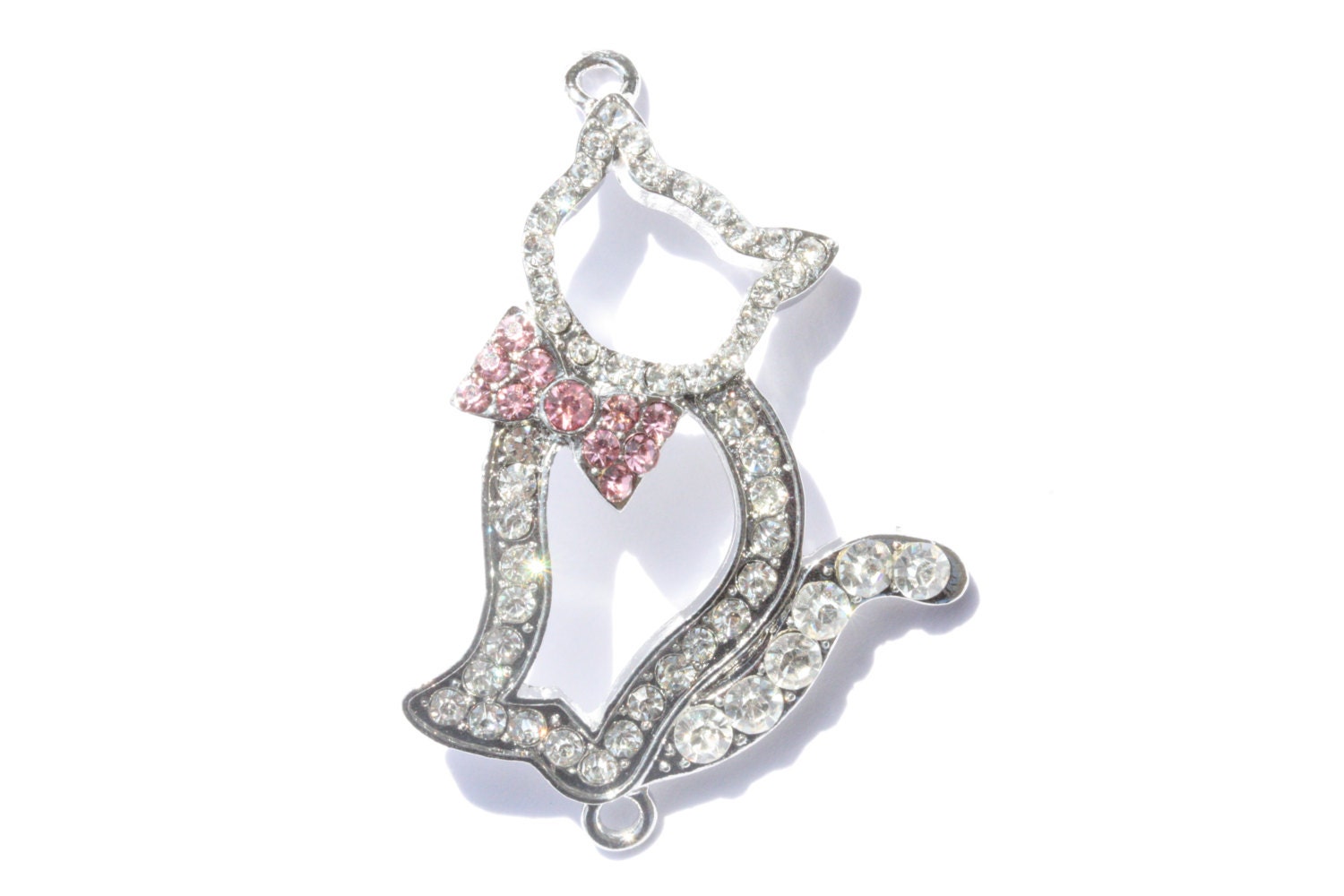 Cat Rhinestone Connector - Cat Charm - Persian Cat - Cat Connector - Animal Jewelry Connector - Cat Charm - Cat Pendant
