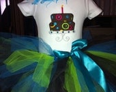 Birthday Girl outfit onesie and matching tutu skirt onesie set