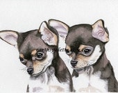 Chihuahua puppy dog painting 5x7 print from original watercolor painting pet portrait pets earthspalette