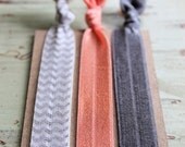 Elastic Knotted Hair Ties - Chevron Collection - 3 Knotted Hair Ties - Ponytail Holders