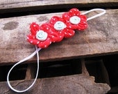 Infant Toddler Headband Red Flower Elastic Headband Knit with Light Blue Center