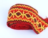 Mid Century 1960 Sewing Trim, Retro Accessory Trim, Custom Clothing Materials, For Her,  Red Orange Yellow Trim