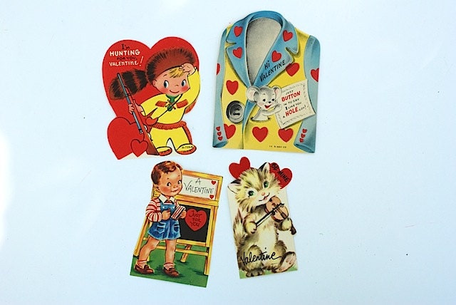 Antique Valentines Day Cards, Mid Century Home Decor, Gift For MOM,