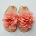 Leather baby sandals with vintage pink chiffon flower- other colors available