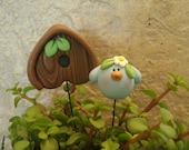 Bluebird and Birdhouse Plant Stakes