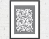 Art Print lace Floral Grey Archival Print 8x10 or A4