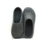 Felted wool grey slippers - handmade wool clogs - made to order - fathers day gift