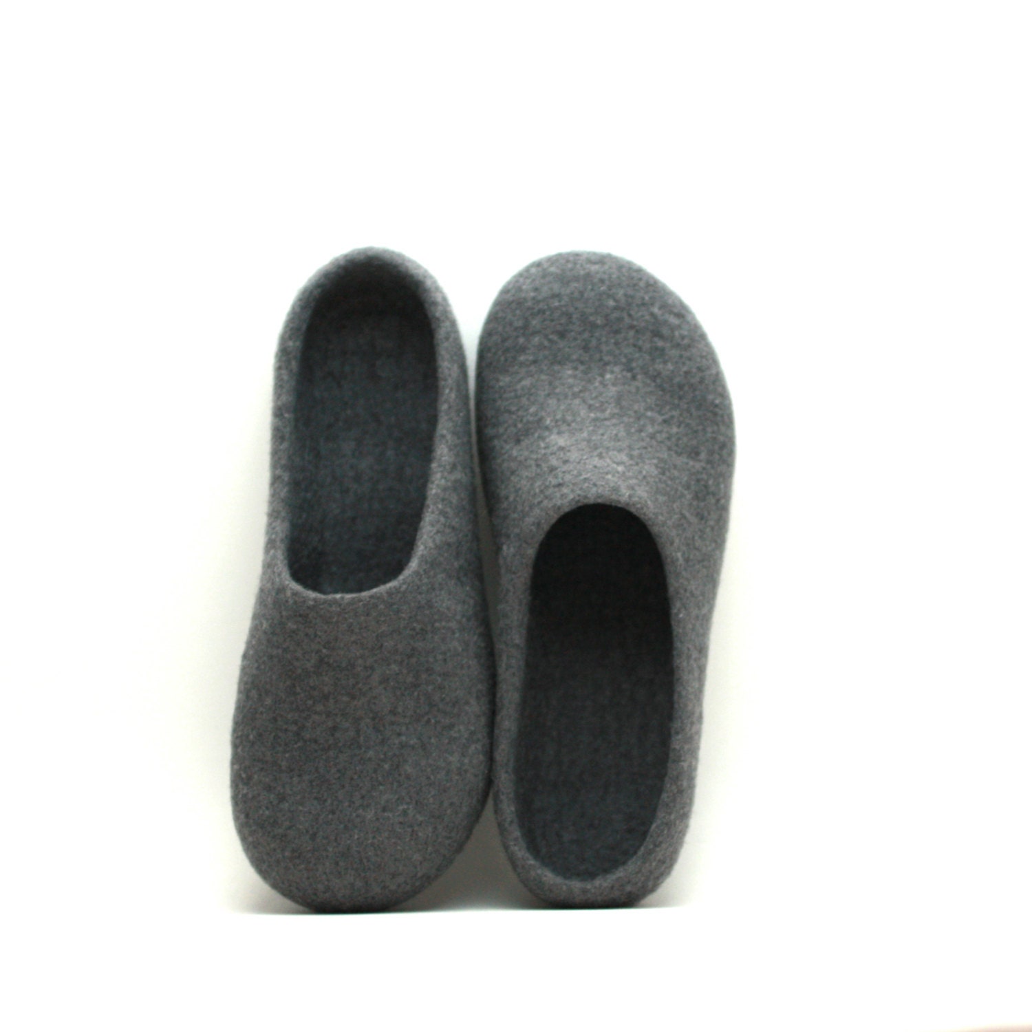 Felted wool grey slippers - handmade wool clogs - made to order - valentines day gift