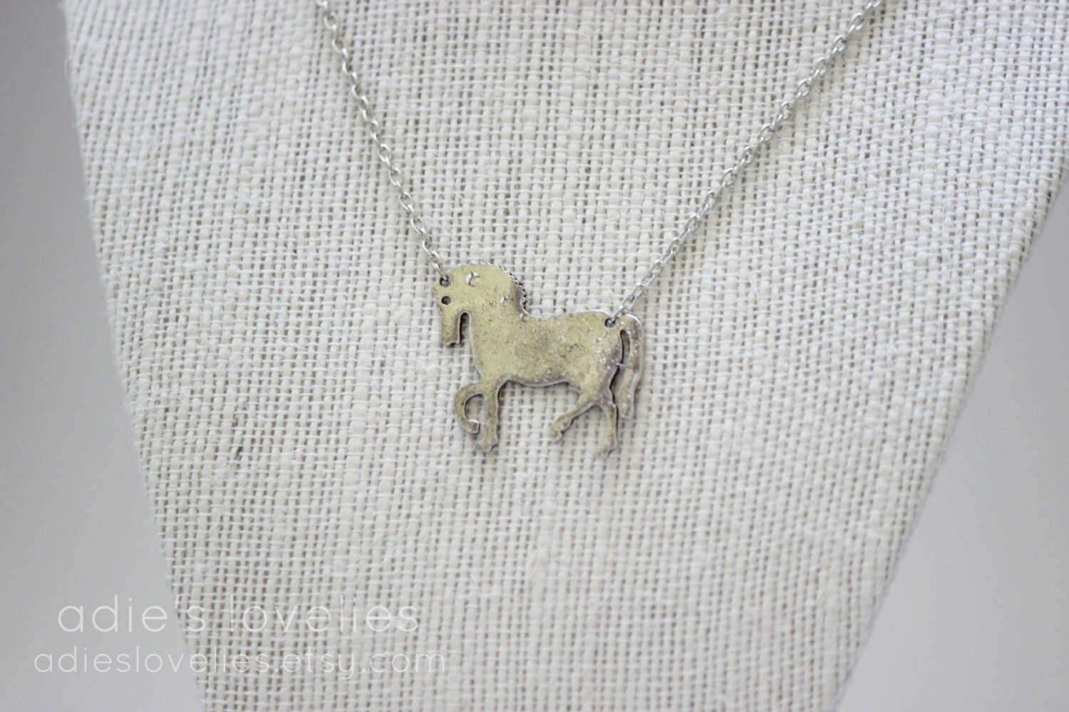 Horse Pendant Necklace - Antique Silver - Your Choice Length