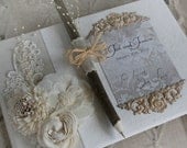 VINTAGE DREAMS shabby chic wedding guest book and pen set, customized with names and wedding date