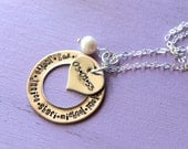 Hand stamped washer with a heart tag