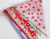 Pam Kitty Morning Bunting Banner - Fabric Banner - Fabric Bunting - Baby Bunting Banner - Flags - Pennants