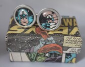 Avengers Cufflinks// Captain America //Recycled comic Cufflinks// Marvel comic cufflinks