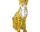 Large vintage Italian - Glazed terracotta Leopard.