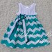 Gorgeous Chevron Baby and Toddler Dress, Baby Girl Dress, Teal Chevron print, Designer Summer Dress, Baby Dress