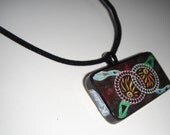 Kindred Spirits On The Side Recycled Domino Pendant Necklace With Swarovski Crystal Bling