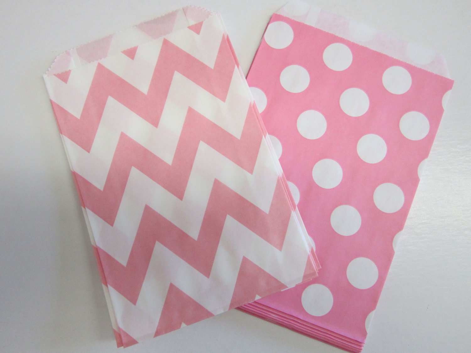 12 Pink Polka Dot Chevron Favor Bags Il_170x135