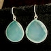 Aqua Chalcedony Earrings Gemstones Bezel Set in Sterling Silver - Large, Faceted Briolettes - Unique Beautiful Framed Stone Jewelry