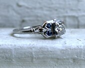 Stunning Vintage Art Deco Platinum Diamond and Sapphire Engagement Ring - 0.76ct.