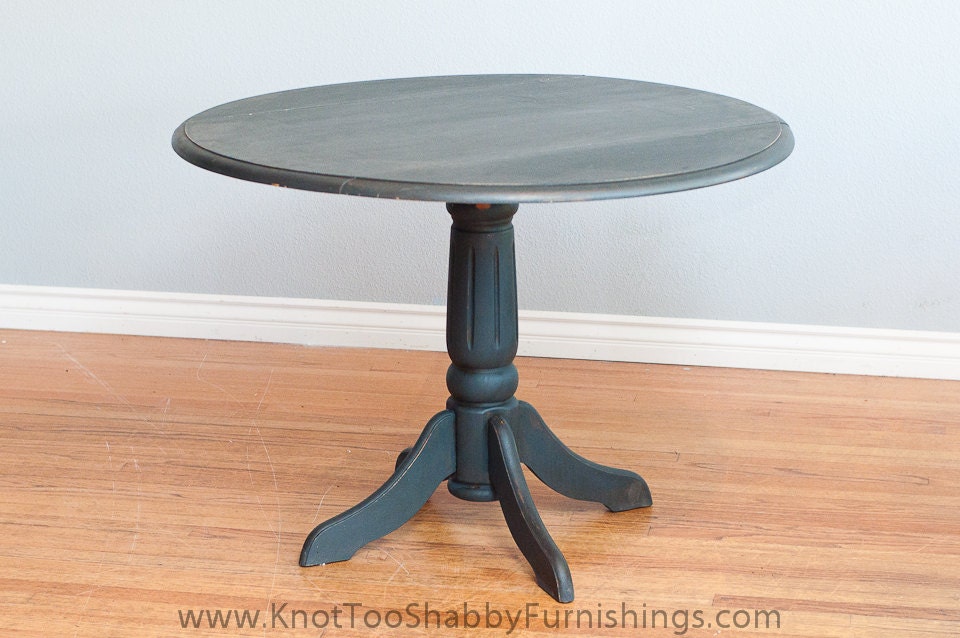 Small Round Black Drop Leaf Table