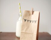 Bunting Hand Stamped Kraft Lolly Bag Pk 10