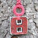Coral necklace ceramic pendant / Red pendant multicolor / Ceramic square pendant / Abstract ceramic jewelry necklace crochet /Tribal jewelry