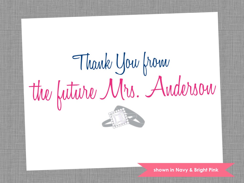 Bridal Shower Thank You Cards - Personalized Folded Note Cards - Colors and Text Customizable Il_570xn