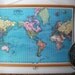Large Canvas Vintage Style School Map with Wood Trim  - World Map (32"x24")