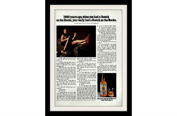 MEL BROOKS Caveman Photo Ad, Vintage Wall Decor Advertising Art Print
