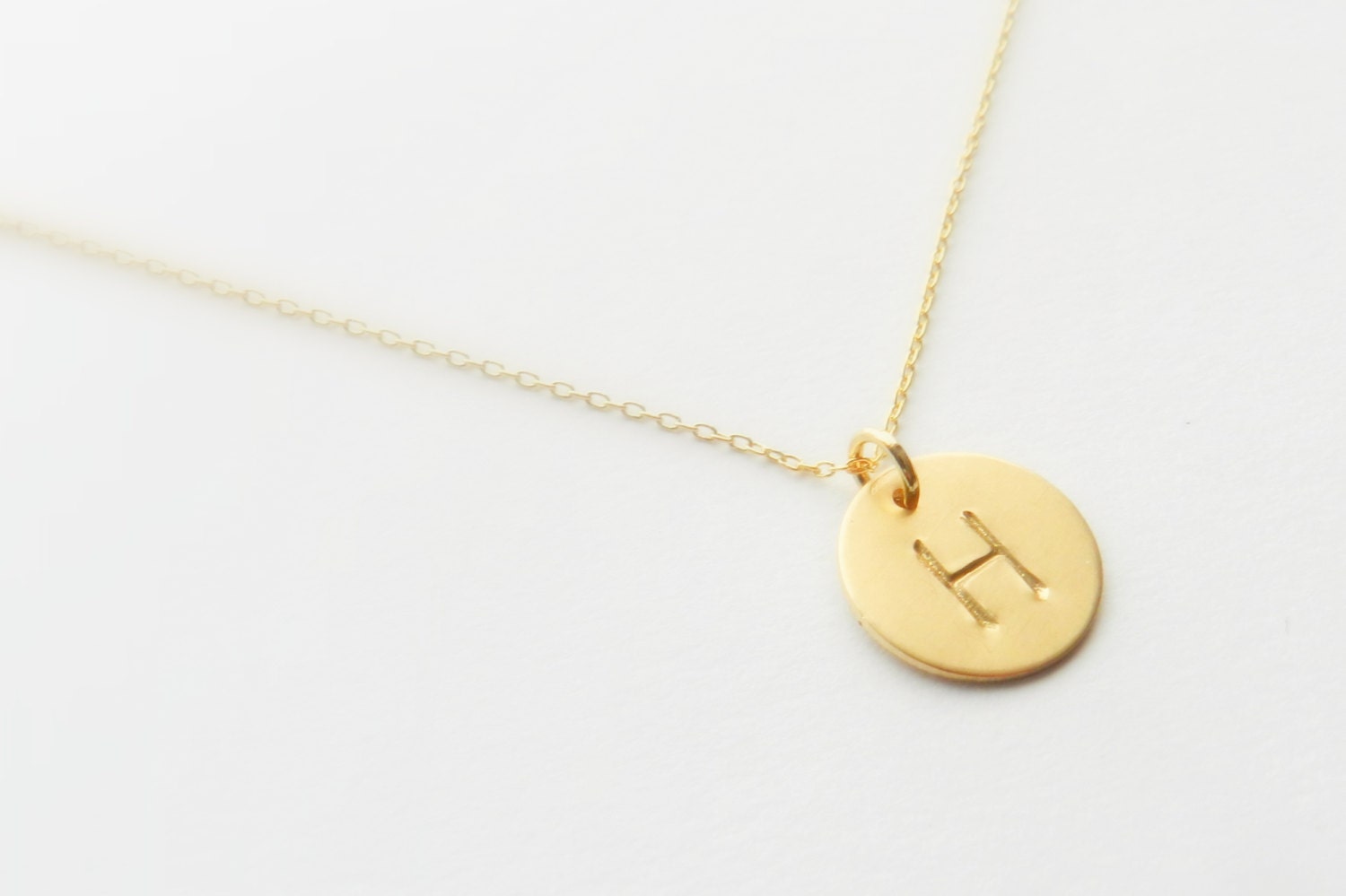 Custom monogrammed necklace. Initial necklace. Handstamped necklace.