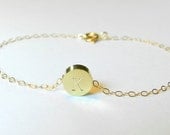 Initial dot bracelet on 14k gold filled chain