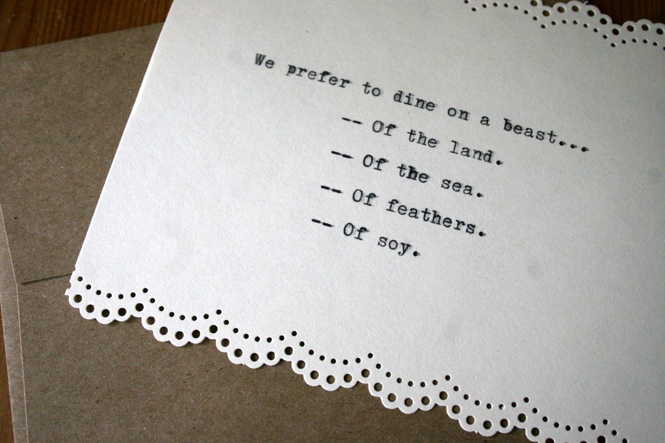 Ivory Wedding Invitations Meal Cards - 100