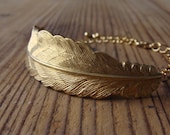 Feather bracelet. Cuff bracelet. Raw brass feather. Nature jewelry. Adjustable chain