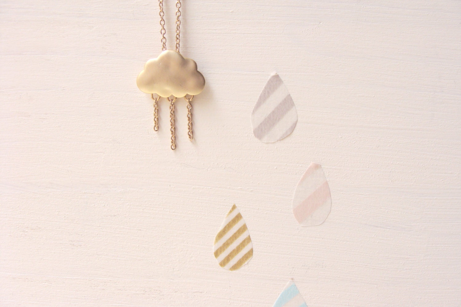 Cloud necklace. Rain necklace. April necklace, spring jewelry. Whimsical jewelry