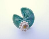 Lily pad ring ceramic green leaf summer time Water lily flower