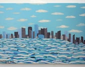 ORIGINAL large Miami cityscape fine art canvas modern contemporary painting