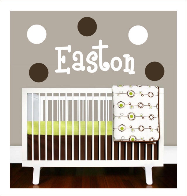 Name with Polka Dots Vinyl Wall Decal Personalized Housewares Boy Girl Nursery Bedroom Decor Wall Sticker Custom Home Decor