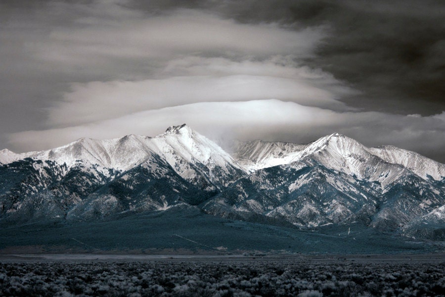 Canvas infrared mountains snow Colorado fine art photograph print 16x24