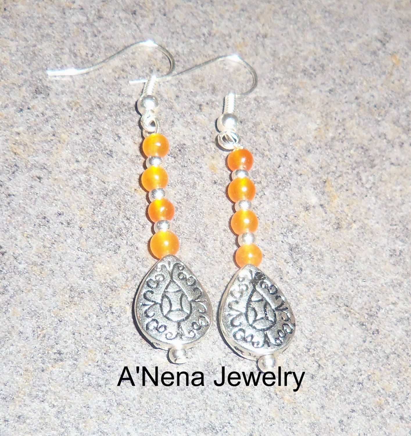 Earrings- "Energize" Genuine Quartzite and Silver plated copper