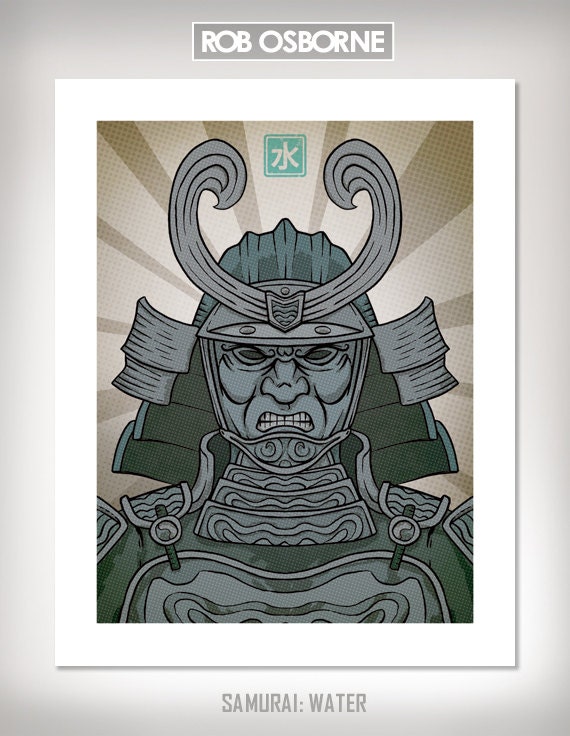 SAMURAI WATER from the Elements Collection Poster Art Print 11x14 by Rob Osborne